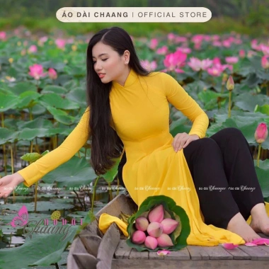 Áo dài 4 tà truyền thống CHAANG May sẵn vàng cúc, vải lụa, giá ưu đãi 309.654 VND 5