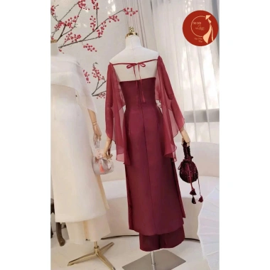 Áo dài cách tân cúp ngực phối choàng vai siêu sang - Linn chỉ 470.000₫