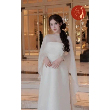 Áo dài cách tân cúp ngực phối choàng vai siêu sang - Linn chỉ 470.000₫