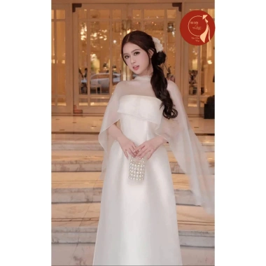 Áo dài cách tân cúp ngực phối choàng vai siêu sang - Linn chỉ 470.000₫