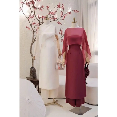 Áo dài cách tân cúp ngực phối choàng vai siêu sang - Linn chỉ 470.000₫