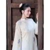 Áo dài cách tân dáng suông tơ thêu Lam Điệp - Thanh lịch, sang trọng, chỉ 470k 7