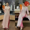 Áo dài cách tân dáng xuông gấm hoa hồng pastel, may sẵn kèm quần Tết - Giá ưu đãi 275k 4