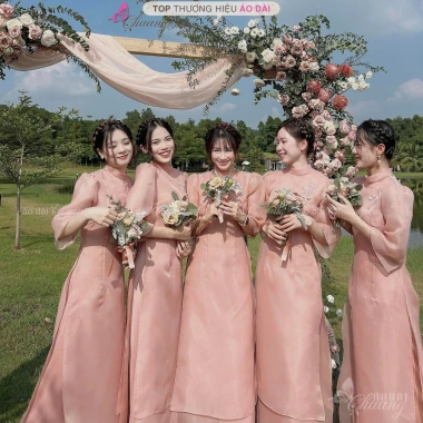 Áo dài cách tân nữ Uyển Thy Chaang May sẵn lụa tơ 4 tà lệch họa tiết ngọc đẹp dự tiệc lễ tết ADC088