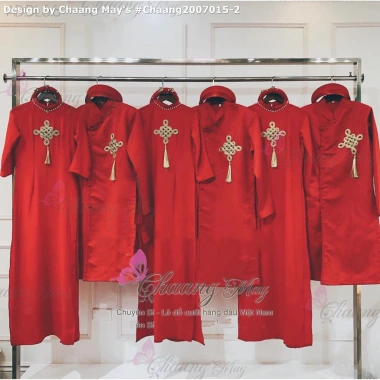 Áo dài cặp đôi Chaang May vải gấm họa tiết đồng tiền - Thiết kế sang trọng, đẹp cho tiệc cưới lễ tết ADC125, chất liệu cao cấp, giá ưu đãi