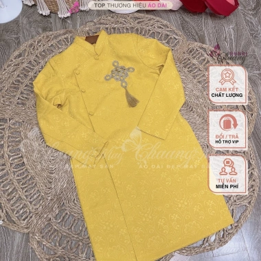 Áo dài cặp đôi Chaang May vải gấm họa tiết đồng tiền - Thiết kế sang trọng, đẹp cho tiệc cưới lễ tết ADC125, chất liệu cao cấp, giá ưu đãi