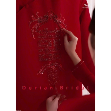 Áo Dài Cưới Đỏ Kết Song Hỷ cho Cô Dâu - Tay Dài, Phom Truyền Thống Durian AC014 Giá 729k 4