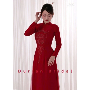 Áo Dài Cưới Đỏ Kết Song Hỷ cho Cô Dâu - Tay Dài, Phom Truyền Thống Durian AC014 Giá 729k 10