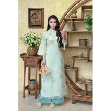 Áo Dài Ngọc Điệp tơ thêu cao cấp 4 màu, bọc lót không rặm, mẫu 2.026, 390.000 VND