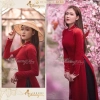 Áo dài nhung đính đá ngọc Chaang ADC545 – May sẵn, vải co giãn sang trọng lễ tết 2