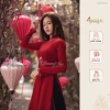 Áo dài nhung đính đá ngọc Chaang ADC545 – May sẵn, vải co giãn sang trọng lễ tết 7