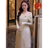 Áo dài Nữ cách tân trễ vai tay dài phối ngọc siêu xinh - Giá chỉ 415.000₫ 3