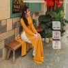 Áo Dài Truyền Thống Chaang May Sẵn Lụa Vàng Đồng Co Giãn 4 Chiều Dự Tiệc 4