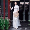 Áo Dài Truyền Thống Chaang May Sẵn Lụa Vàng Đồng Co Giãn 4 Chiều Dự Tiệc 6