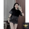 Áo Đôi Nam Nữ Loang Đen Xám Phối Chữ - Phong Cách Hot Trend, Giá chỉ 66.300₫