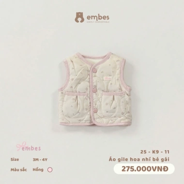 Áo Gile Bé Gái Embes Hoa Nhí Nỉ Lót Lông Dày Size 0-4 Tuổi Giá Ưu Đãi 233.750₫ 6