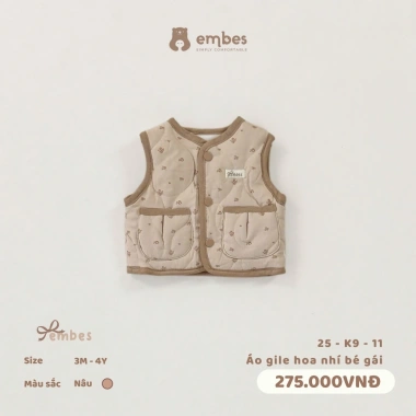 Áo Gile Bé Gái Embes Hoa Nhí Nỉ Lót Lông Dày Size 0-4 Tuổi Giá Ưu Đãi 233.750₫ 7