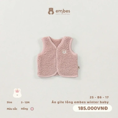 Áo Gile Embees cho Bé sơ sinh 0-9 tháng, lông thêu mềm, ấm áp, giảm giá 148k 8