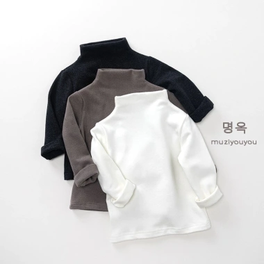 Áo giữ nhiệt lông thỏ mềm ấm màu trơn, thiết kế đơn giản cho bé trai và bé gái mùa thu đông S56 - Giá ưu đãi 200.720₫