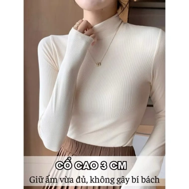 Áo giữ nhiệt nữ cổ lọ 3cm chất len tăm cao cấp, dài tay ôm dáng, co giãn tốt, giữ ấm cực ưu đãi, thời trang, điểm nóng 180.600 VND