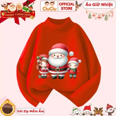 Áo Giữ Nhiệt Ông Già Noel Bé Trai và Bé Gái - CIUCIU KID Vải Zip Lông Mềm 119k 4