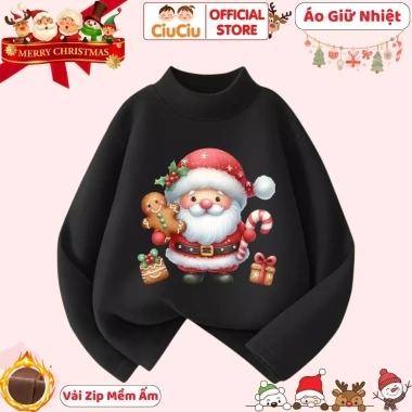 Áo Giữ Nhiệt Ông Già Noel Bé Trai và Bé Gái - CIUCIU KID Vải Zip Lông Mềm 119k 8
