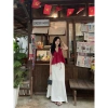 Áo hai dây cột cổ tiểu thư mút chun sau, form xoè, linen thoáng mát, 155k 4