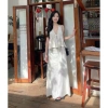 Áo hai dây cột cổ tiểu thư mút chun sau, form xoè, linen thoáng mát, 155k 5