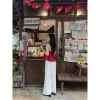 Áo hai dây cột cổ tiểu thư mút chun sau, form xoè, linen thoáng mát, 155k 6