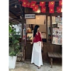 Áo hai dây cột cổ tiểu thư mút chun sau, form xoè, linen thoáng mát, 155k 10