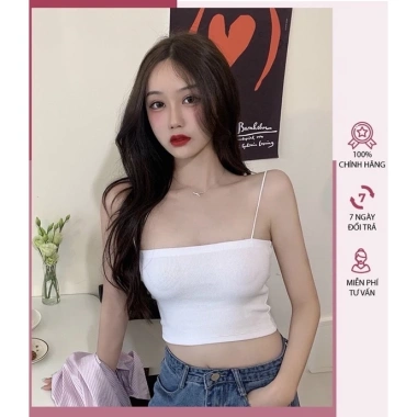 Áo hai dây nữ croptop ôm kiểu ống 2 dây bún cao cấp, giá 79.000đ - Sakura Shop