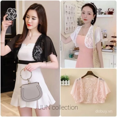 Áo khoác Bolero nữ cỡ lớn trắng đen tay ngắn, ren filipiniana – chỉ 90.468₫ 2