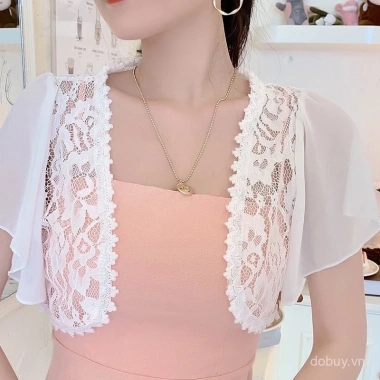 Áo khoác Bolero nữ cỡ lớn trắng đen tay ngắn, ren filipiniana – chỉ 90.468₫ 4