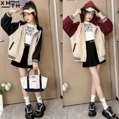 Áo khoác bomber nỉ bông thu đông cho bé gái 6-14 tuổi, 18-52kg, mẫu MAS, siêu ấm, giảm còn 85.000₫