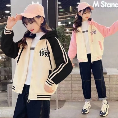 Áo khoác bomber nỉ bông thu đông cho bé gái 6-14 tuổi, 18-52kg, mẫu MAS, siêu ấm, giảm còn 85.000₫