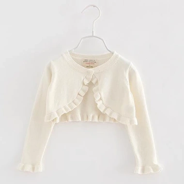 Áo Khoác Cardigan Dệt Kim Tay Dài Cổ Tròn Màu Sắc Đơn Giản Bé Gái 162.864 VND