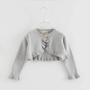Áo Khoác Cardigan Dệt Kim Tay Dài Cổ Tròn Màu Sắc Đơn Giản Bé Gái 162.864 VND