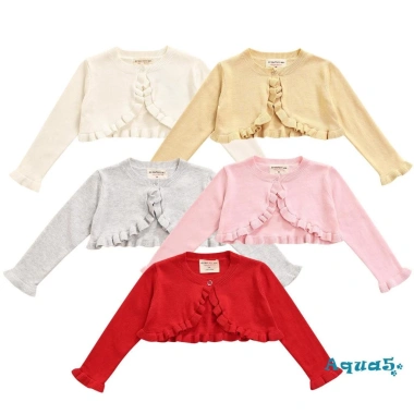 Áo Khoác Cardigan Dệt Kim Tay Dài Cổ Tròn Màu Sắc Đơn Giản Bé Gái 162.864 VND