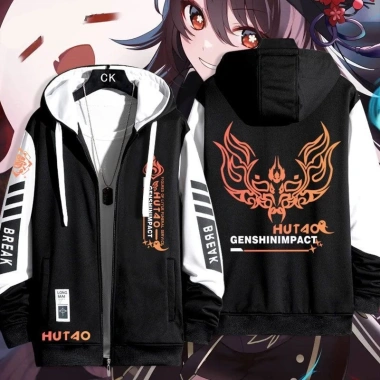 Áo khoác cardigan Genshin Impact Hu Tao unisex dài tay zipper jersey - 194.400₫