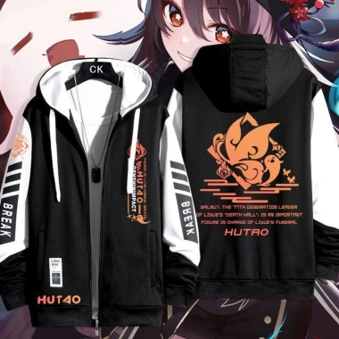 Áo khoác cardigan Genshin Impact Hu Tao unisex dài tay zipper jersey - 194.400₫