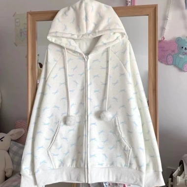 Áo khoác hoodie F&X hoa hồng nữ tính, nơ nhẹ, phong cách Nhật Bản mùa thu đông 9 Áo khoác hoodie F&X hoa hồng nữ tính, nơ nhẹ, phong cách Nhật Bản mùa thu đông 9