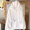 Áo khoác hoodie F&X hoa hồng nữ tính, nơ nhẹ, phong cách Nhật Bản mùa thu đông 10