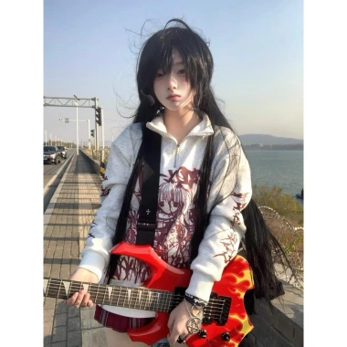 Áo khoác hoodie nữ cổ đứng phong cách Nhật Bản, dài tay rộng mùa xuân hè 2.025 - Giá ưu đãi 237.826₫