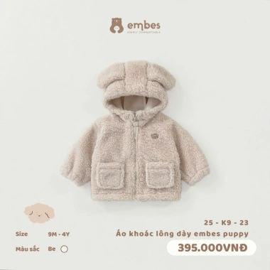 Áo Khoác Lông Bé 8-18kg Mũ Tai Cún, Lông Dày Lót Nỉ, Giá ưu đãi 316.000₫ 10