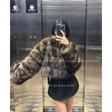 Áo khoác lông rái cá Luxury CropTop 862 chuẩn Quảng Châu VIP, khóa Titan dày dặn nặng tay, giảm 21% 9