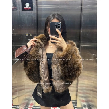 Áo khoác lông rái cá Luxury CropTop 862 chuẩn Quảng Châu VIP, khóa Titan dày dặn nặng tay, giảm 21% 10