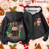 Áo khoác nỉ hoodie lót bông Noel Labubu cho bé trai, bé gái CIUCIU KID vải co dãn mềm ấm giữ nhiệt 2