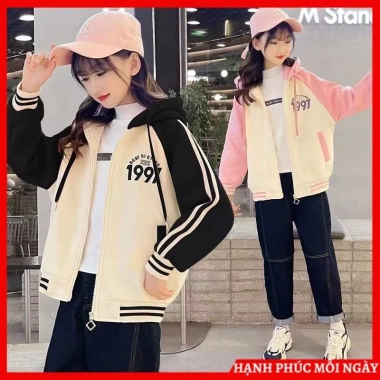 Áo khoác nỉ thu đông bé gái 1.997A, hoodie size 18-52kg, giảm giá 85.000 VND