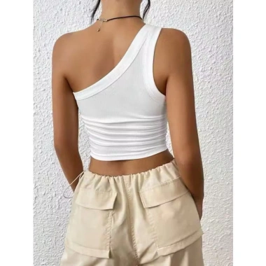 Áo lệch vai croptop thời trang châu Âu, big size, vải gân tăm lụa cao - 148k