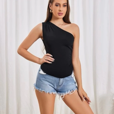 Áo lệch vai form dài nhún sườn, vải gân tăm lụa cao cấp, phong cách châu Âu 153.000₫ 9